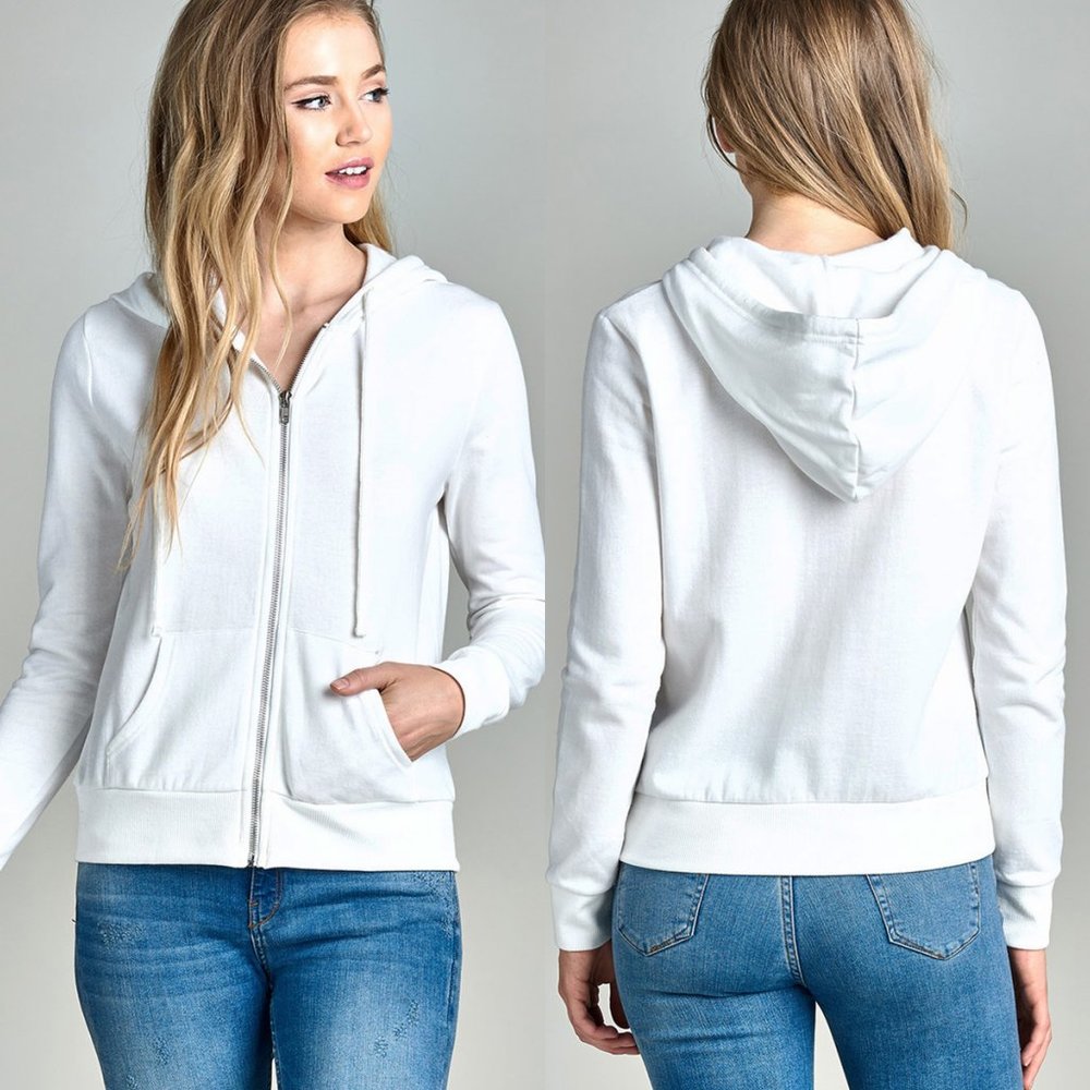 NEW White Hoodie Full Zip